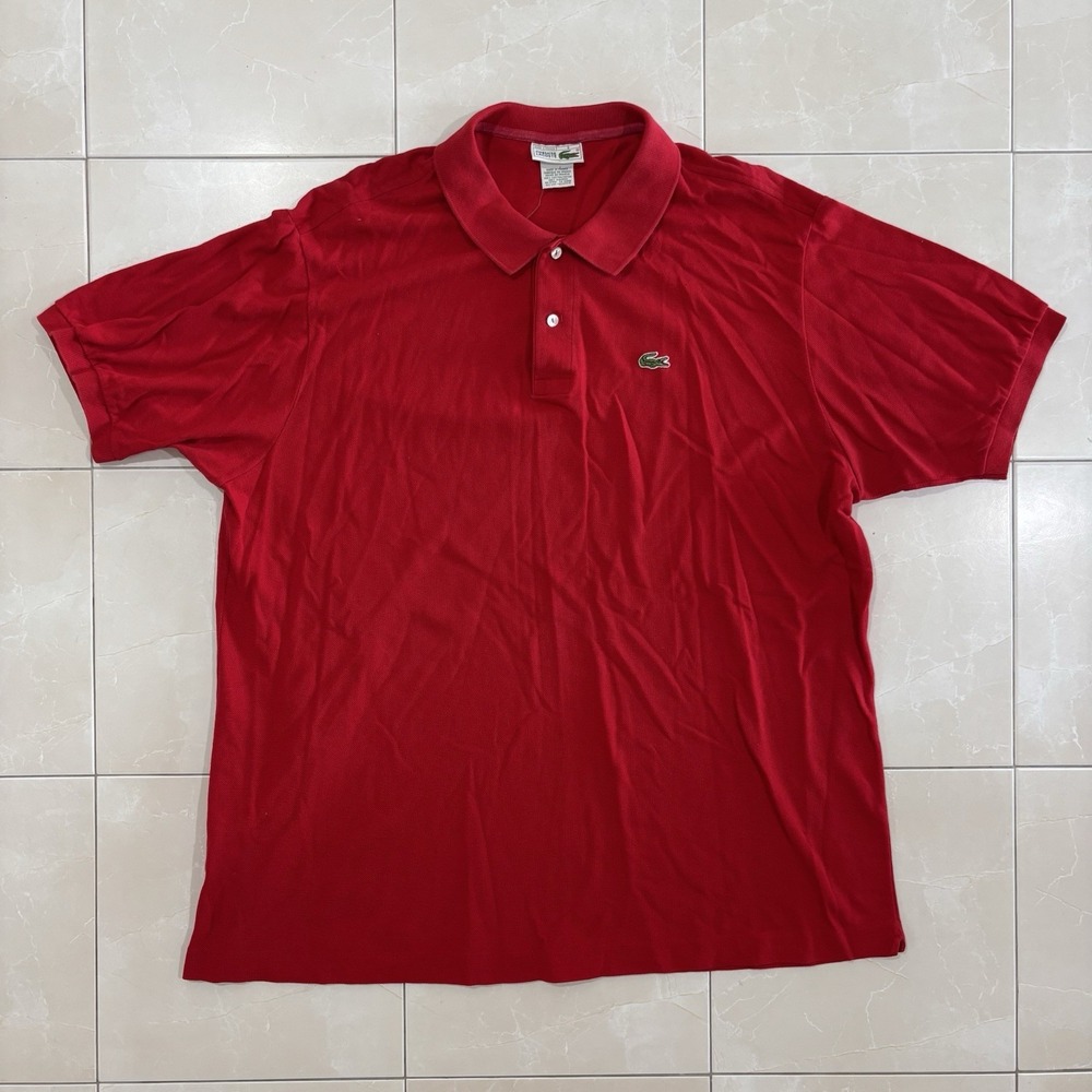 Vintage Chemise Lacoste Polo Shirt Red Made In France Men's XXL
